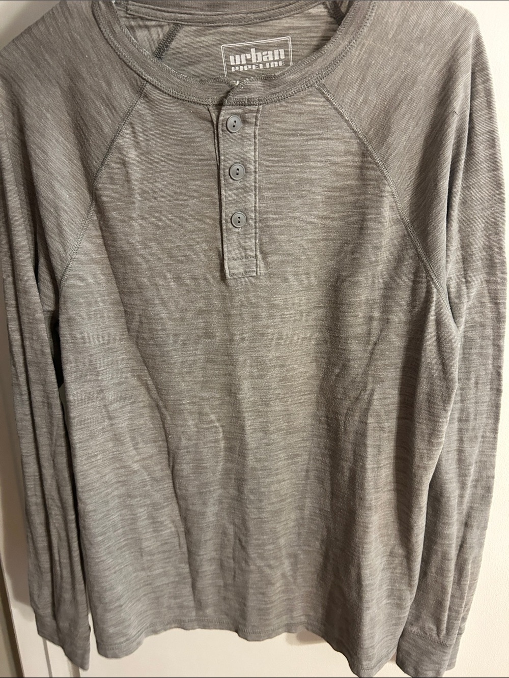 urban pipeline Heather Gray Long-Sleeve Henley Shirt